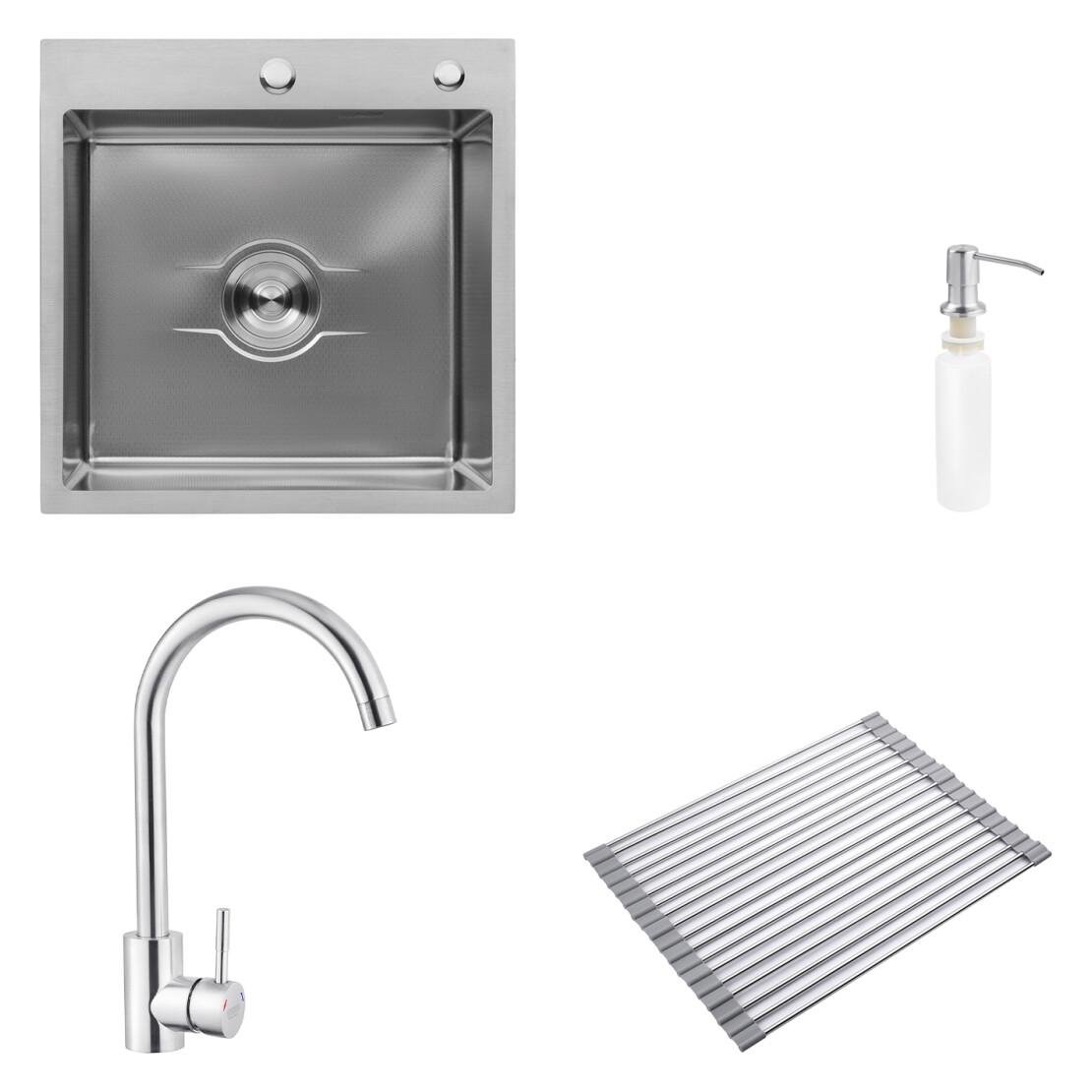 Мийка для кухні Kroner Derby-5050HM Brush та cушарка для посуду/змішувач та дозатор (CVS30143)