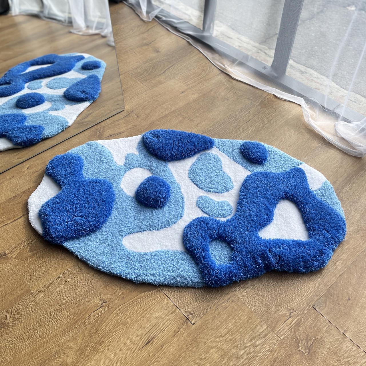 Килим ручної роботи з об'ємним візерунком Морська хвиля 200х110 см