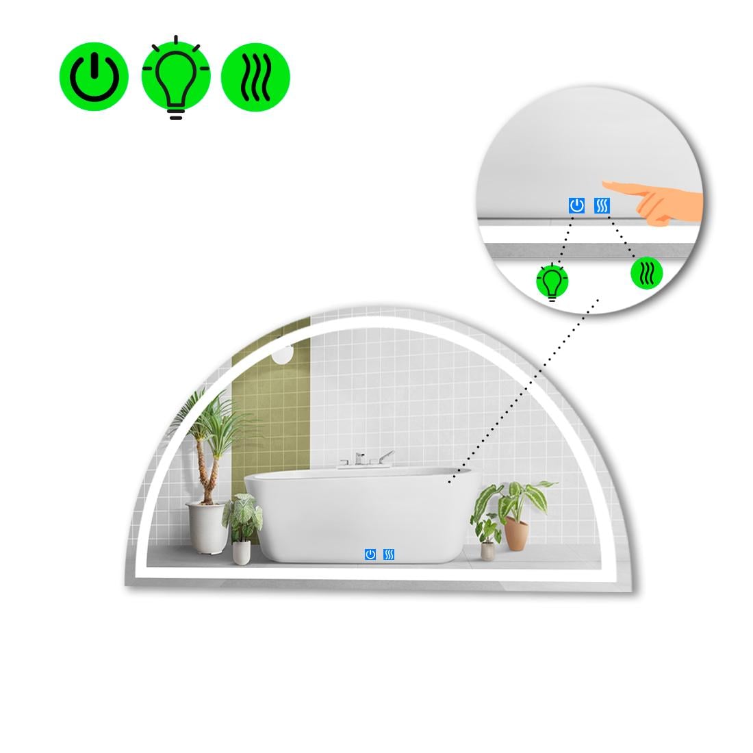 Зеркало с LED подсветкой Cerhio 1 с двумя сенсорами 110x55 см (8738328)