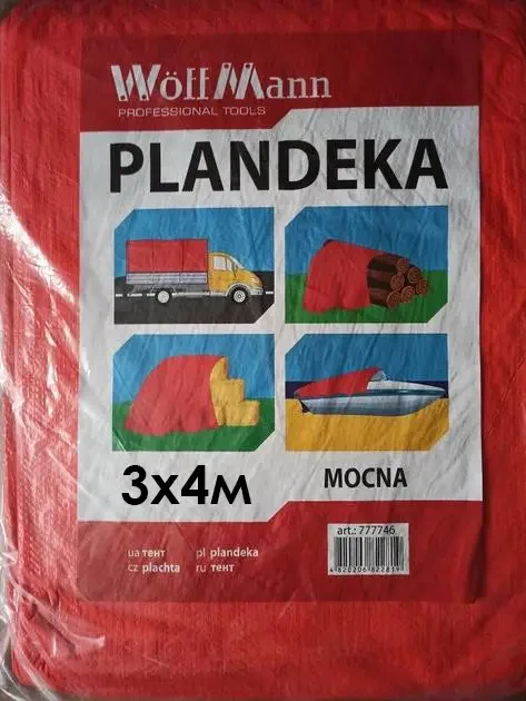 Тент строительный универсальный WoffMann PLANDEKA 3х4 м 80 г/м2 Оранжевый - фото 4