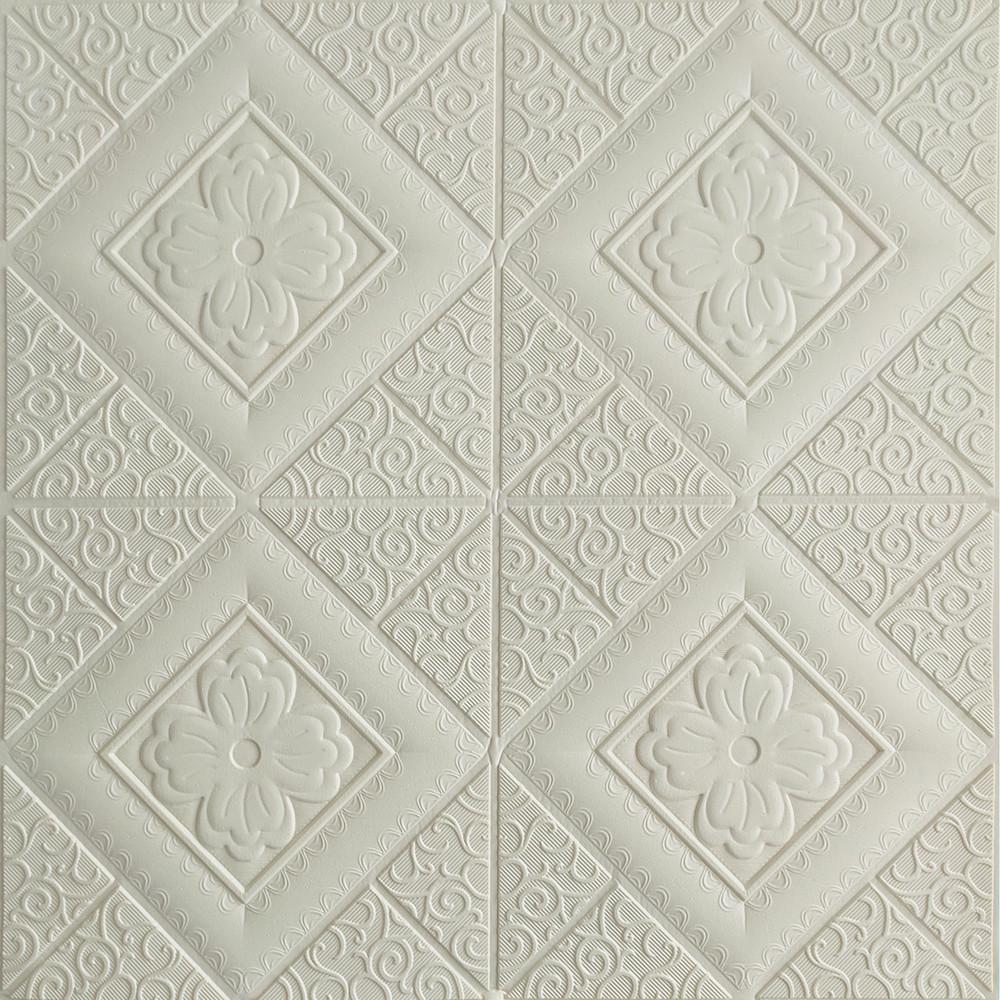 3D-панель самоклеющаяся Sticker Wall Узорные ромбы 700х700х5 мм Белый (Панель-174)