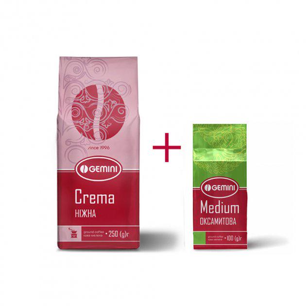 Набір Кава мелена Gemini Crema Medium 350 г (2000000004709) Набір Кава мелена Gemini Crema Medium 350 г (2000000004709)