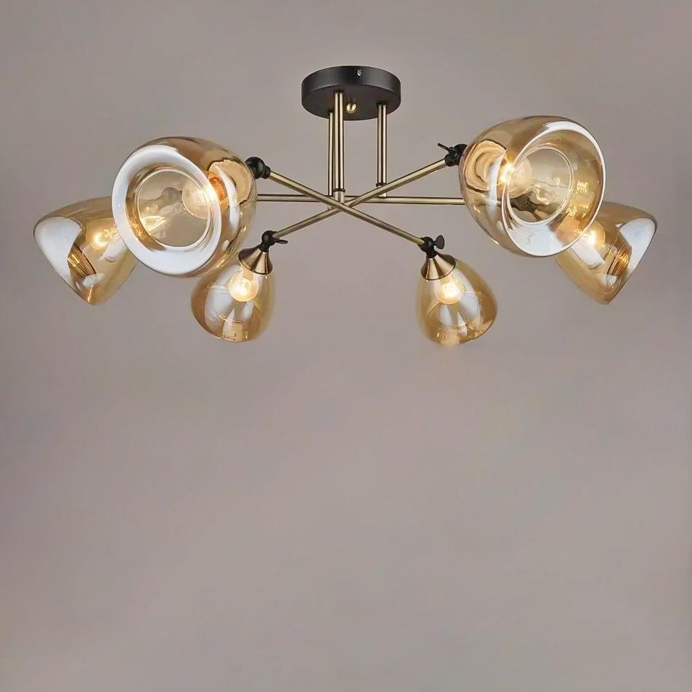 Люстра потолочная Light House SR-19610/6 AB Черный/Бронзовый/Янтарный