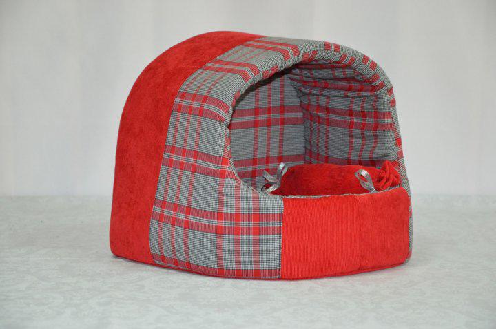 Будиночок для котів і собак Клітинка 36х32х32 см Червоний (A-003767)