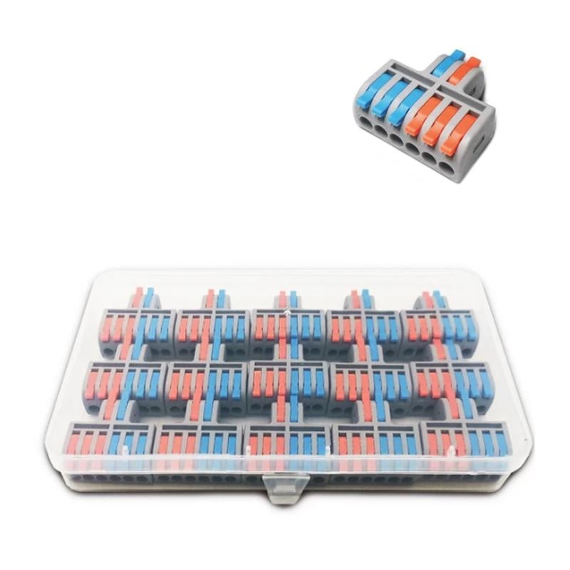 Набор клемм Tactix 0,08-4 мм2 32А 1-3+1-3 разветвитель одинарная 29,7х33,3х13 мм 15 шт. Разноцветный (DF-62-15box)