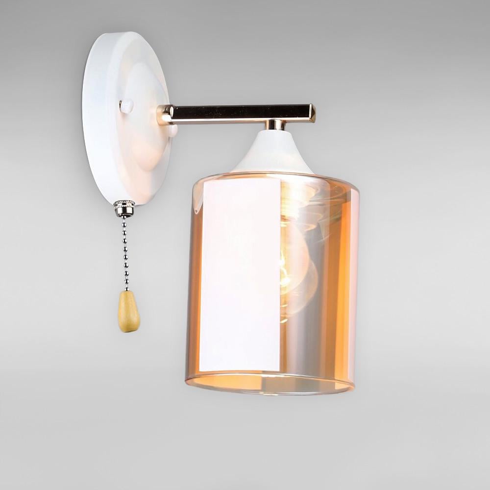 Світильник настінний Light House SRS-20420/1W плафон бурштиновий Білий/Золотий