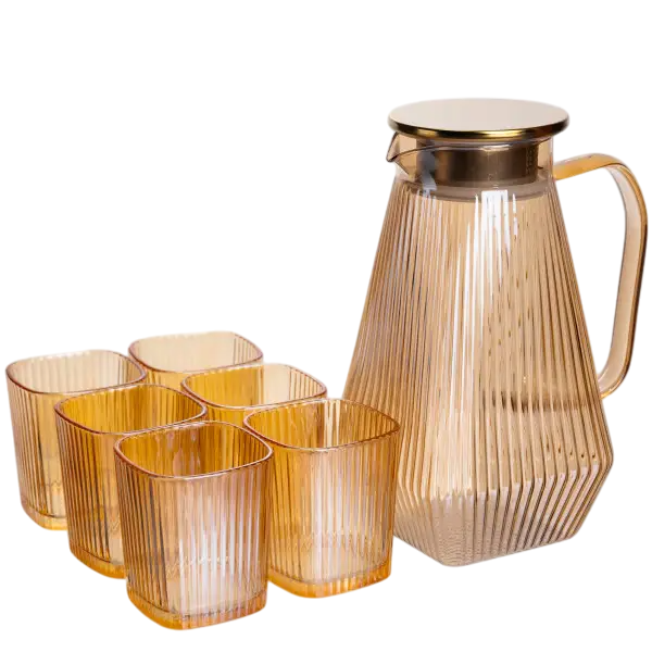 Набор кувшин со стаканами рифленые 1,8/0,2 л Янтарный
