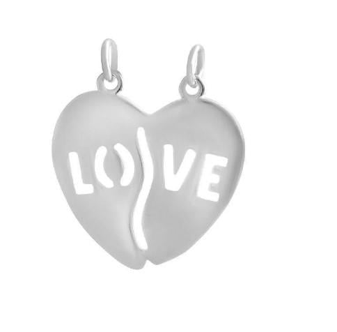 Подвеска серебряная в форме двойного сердца LOVE