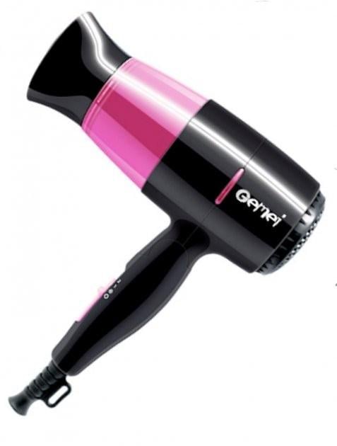 Фен для волос GEMEI GM-1761 складной Черный/Розовый