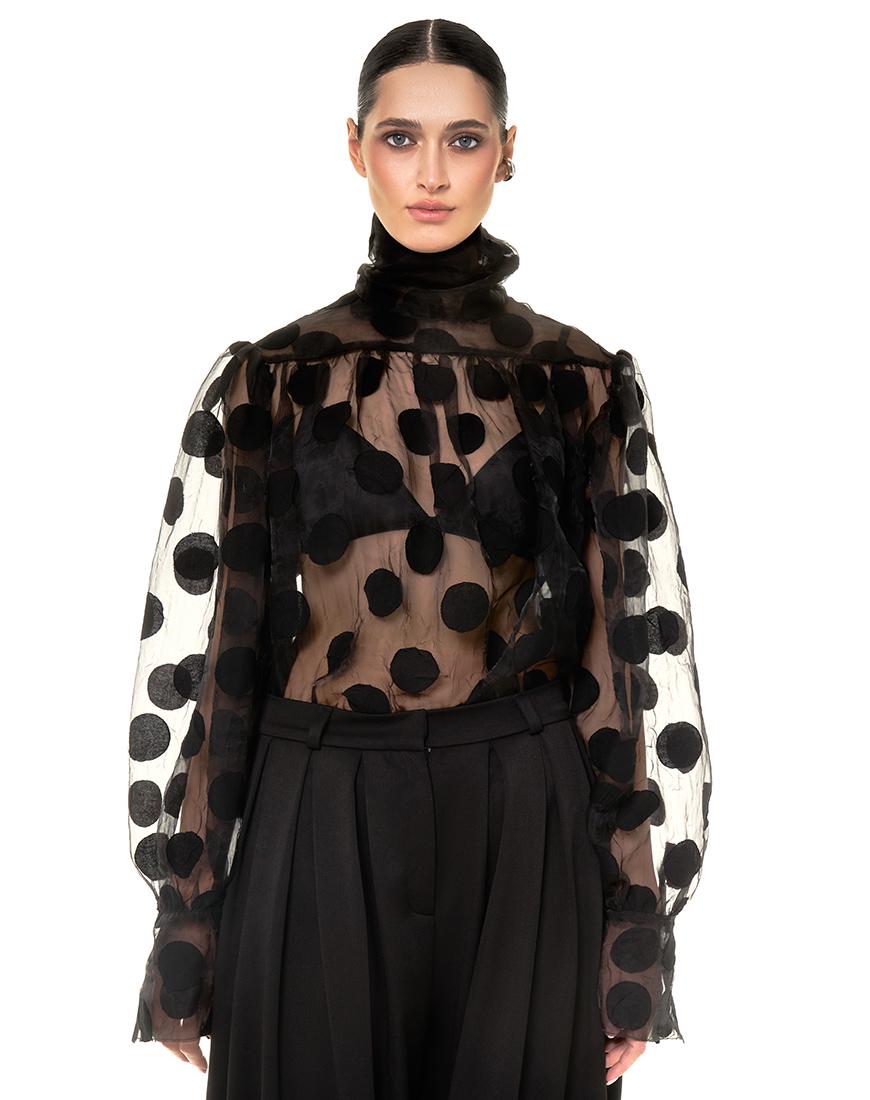 Блуза в горох Grace TWINSIS CLOTHES чорна One size Блуза в горох Grace TWINSIS CLOTHES чорна One size