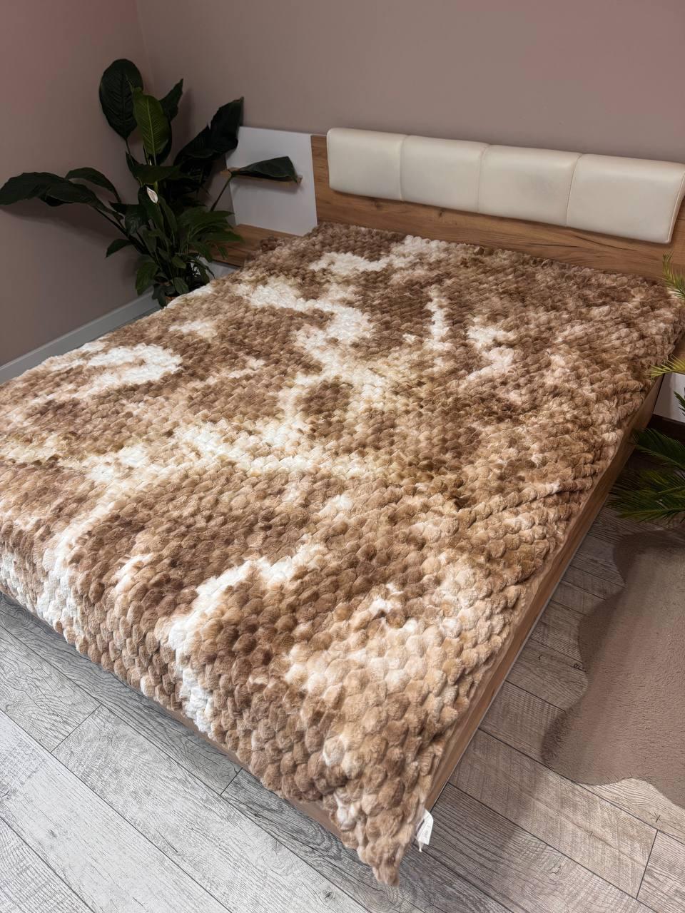 Плед Соты с густым ворсом евро 200х230 см Коричневый (П4К-al-sot-kr-002)