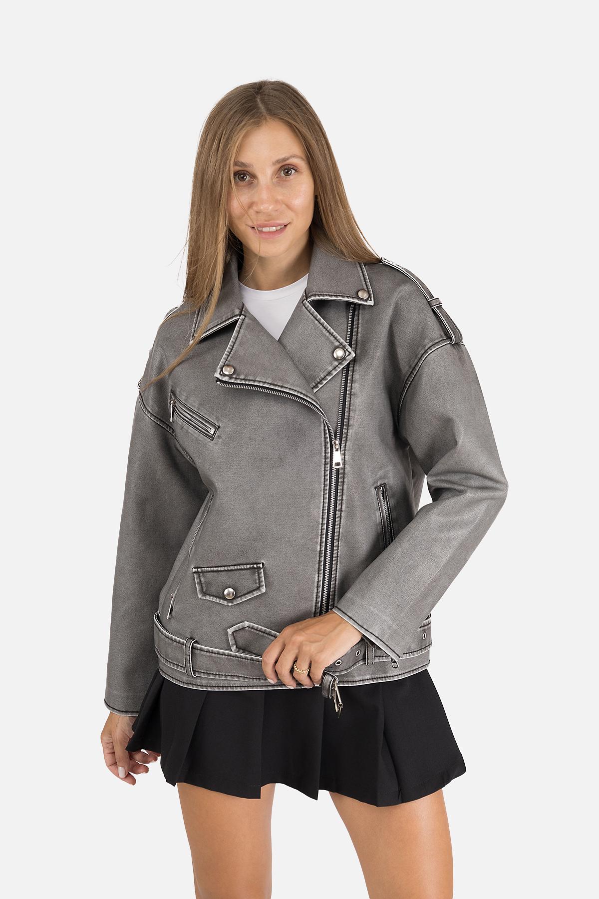 Куртка косуха жіноча р. 40 Сірий (SKT001009746) - фото 4