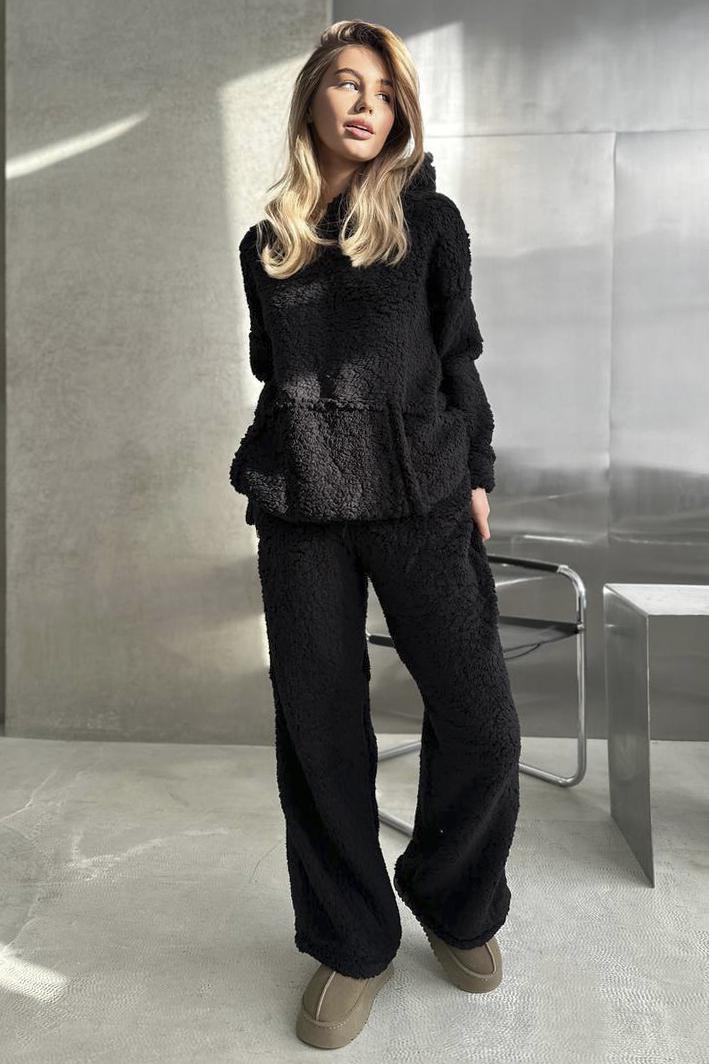 Спортивный костюм женский тедди L-2XL Черный (194809)