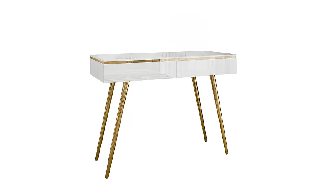 Стіл туалетний Моніка 2Ш Білий глянець/Золотий