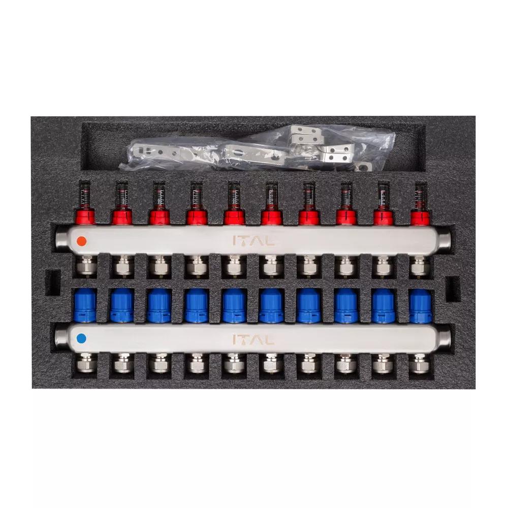 Колектор для теплої підлоги ITAL HC1-10 10 контурів з витратомірами 1"/3/4" (215347) - фото 3 Колектор для теплої підлоги ITAL HC1-10 10 контурів з витратомірами 1"/3/4" (215347) - фото 3