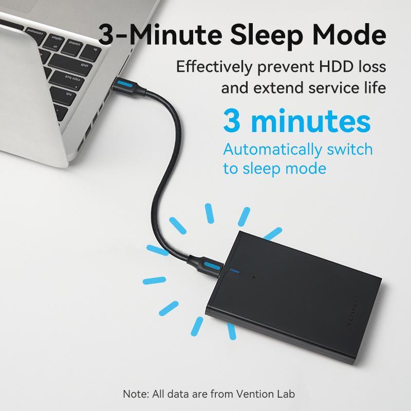 Корпус Vention для SSD/HDD 2,5"/5 Гбит/с USB 3.0 до SATA III с кабелем USB-Micro-USB Type-B Micro-B Черный (KPAB0) - фото 5