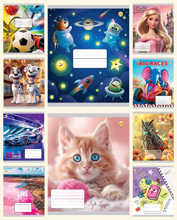 Зошити учнівські Тетрада Мікс 1 в клітинку тверда палітурка 12 арк. 25 шт. (MTT-199141)