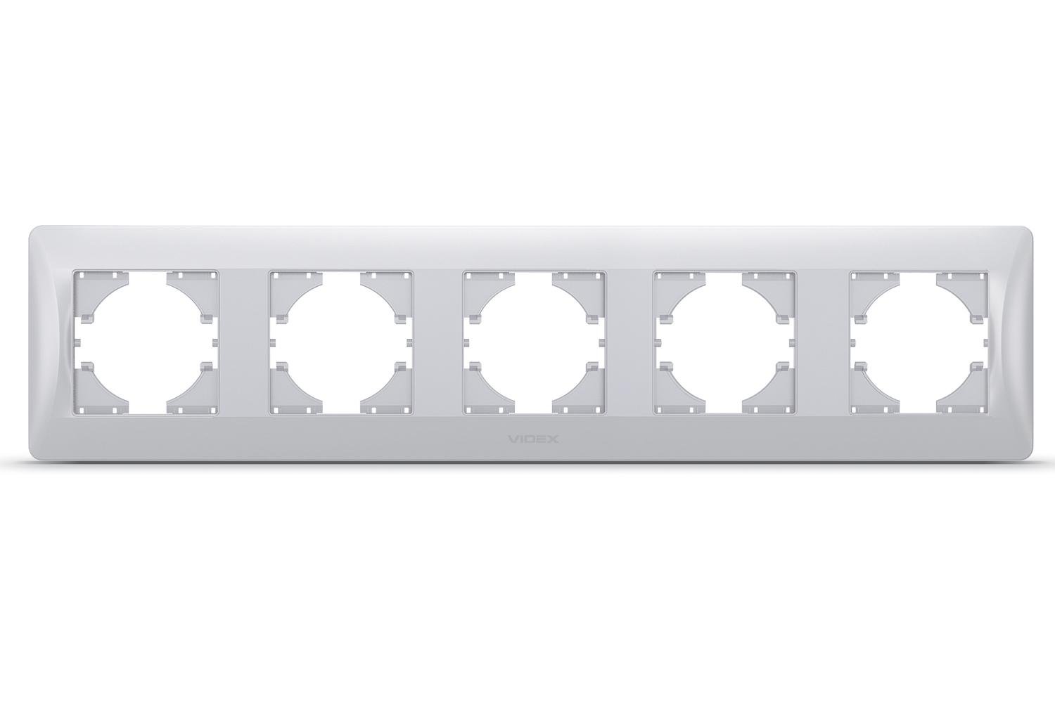 Рамка для розетки Videx Binera шовк на 5 місць горизонтальна Срібний (13277) Рамка для розетки Videx Binera шовк на 5 місць горизонтальна Срібний (13277)