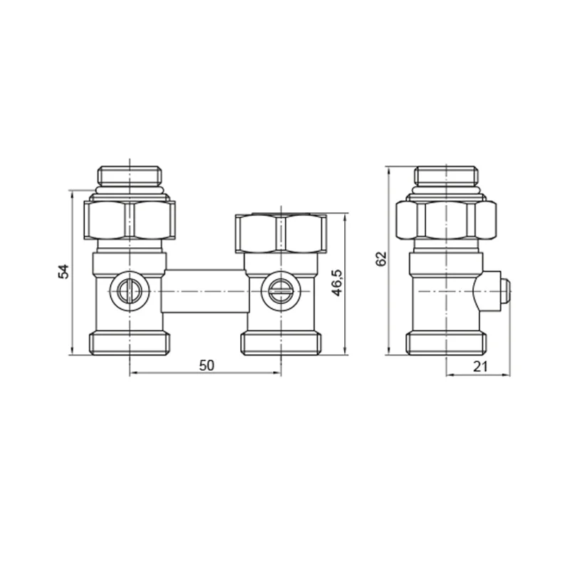 Узел нижнего подключения радиатора прямой KOER KR.1133 комплект 3/4"x1/2" (KR3114) - фото 2