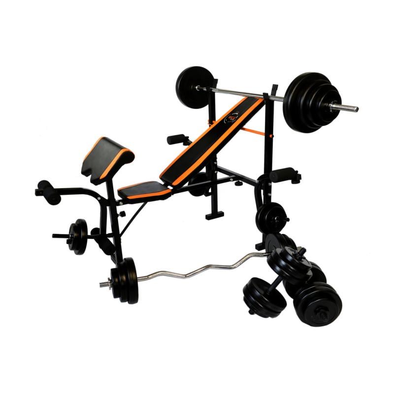 Спортивна лава багатофункціональна WCG штанга/грифи 2 шт./гантелі 147 кг (055)