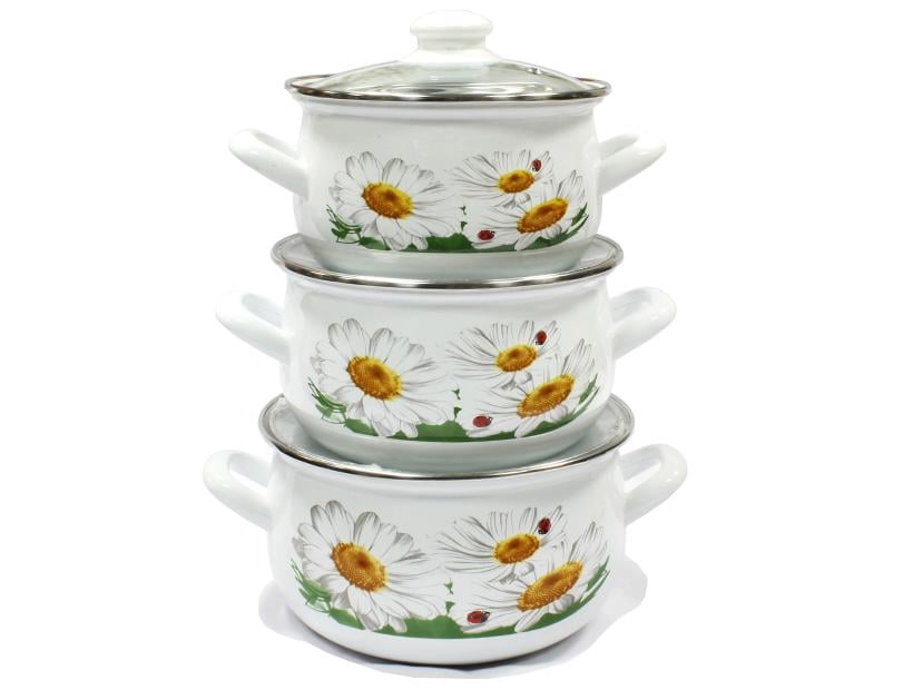 Набор кастрюль Interos Юлиана 3 шт. эмалированные - фото 2