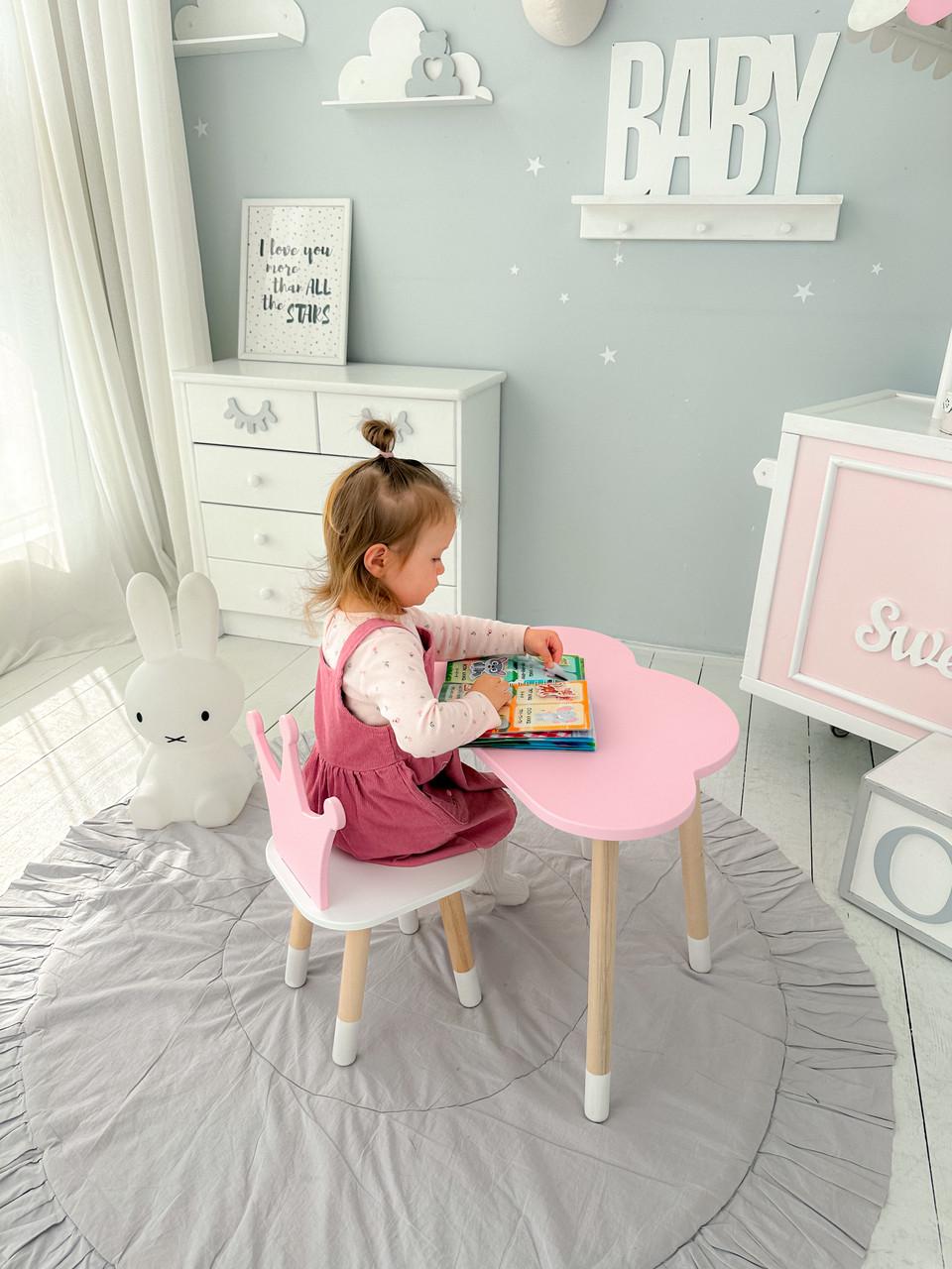 Комплект детской мебели Корона столик и стул деревянный Розовый (П4К-bg-992521)