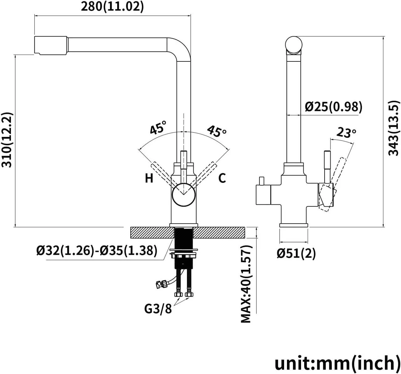 Змішувач для кухні Wezer EKO4C-01 під фільтр (SQ-1044950) - фото 5 Змішувач для кухні Wezer EKO4C-01 під фільтр (SQ-1044950) - фото 5