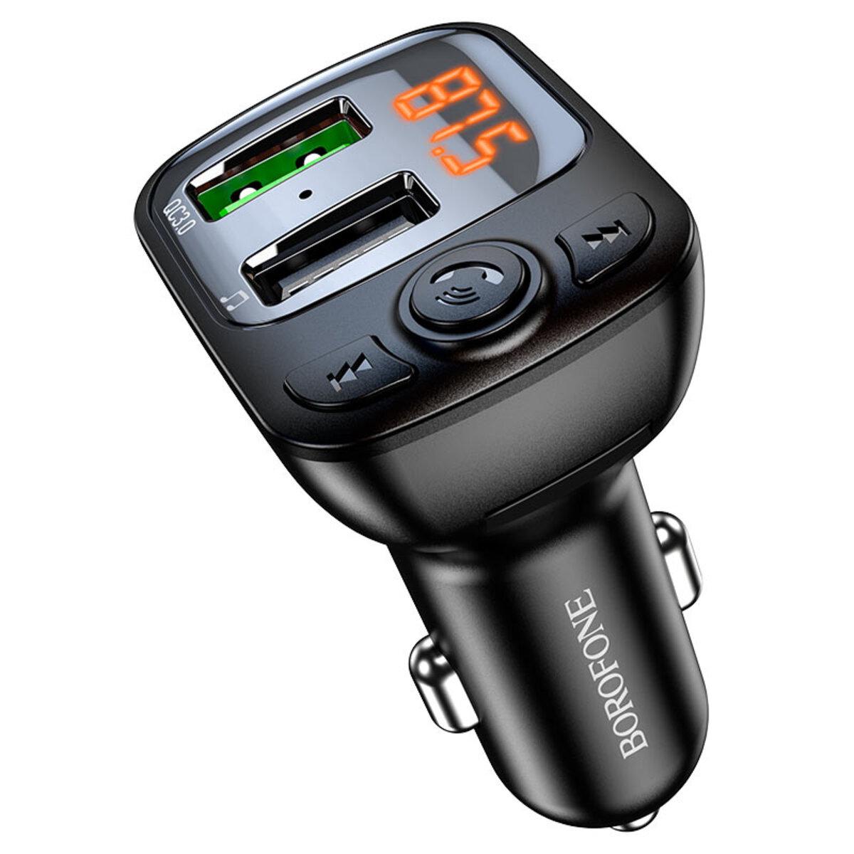 Адаптер автомобільний Borofone BC41 Eminency QC3.0 Car BT FM transmitter 18W Black (604520)
