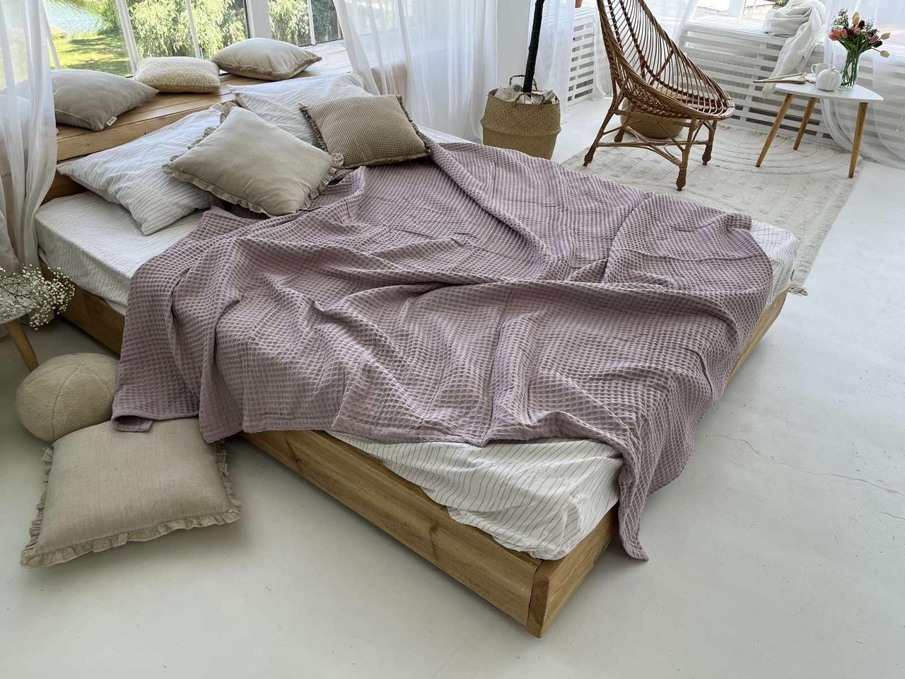 Покрывало ZEINTEX Greece хлопковое вафельное 230х260 см Темно-лиловый (18094154)