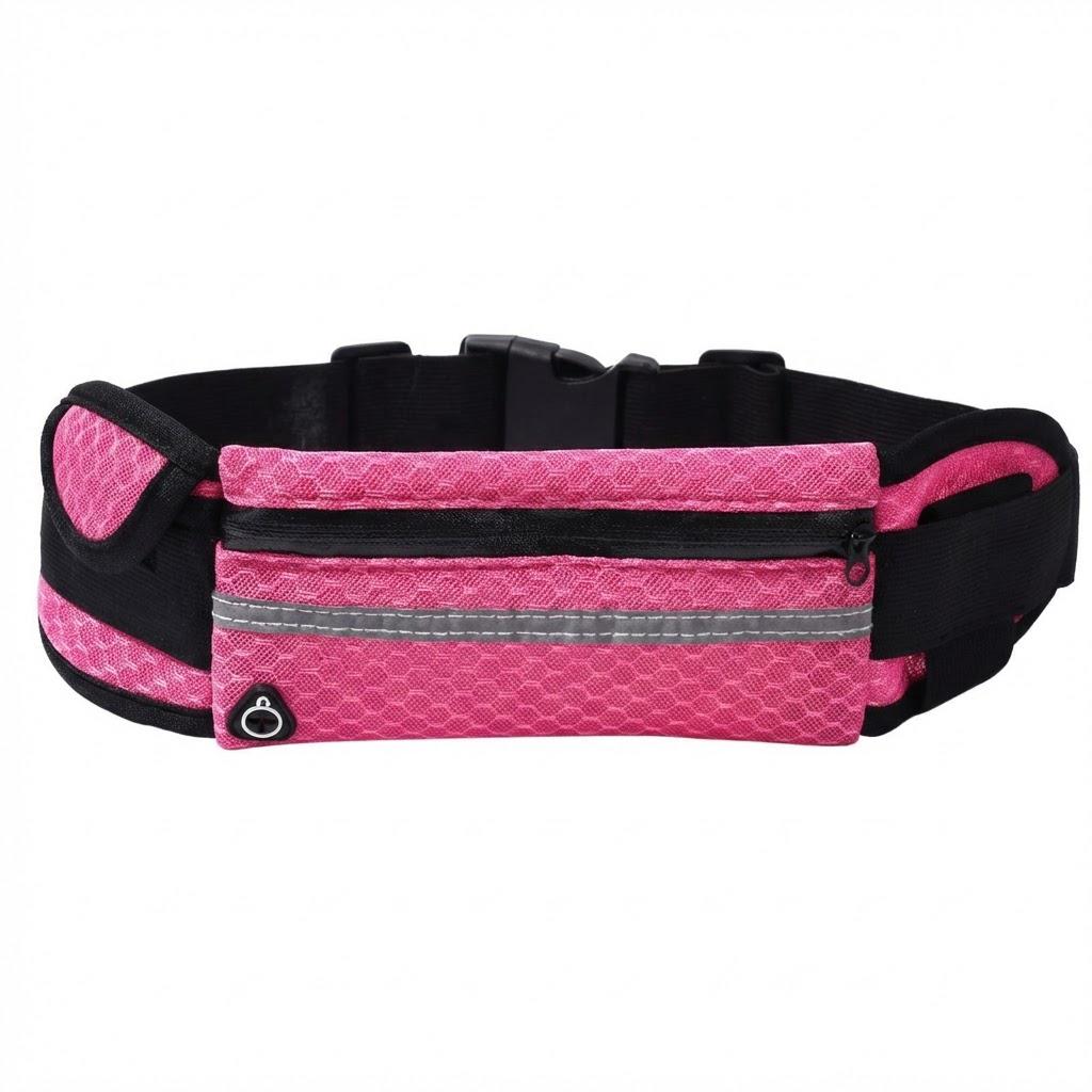 Сумка спортивная поясная Kayfovo со светоотражающей водонепроницаемой полоской с сеткой Розовый (5bff0446)