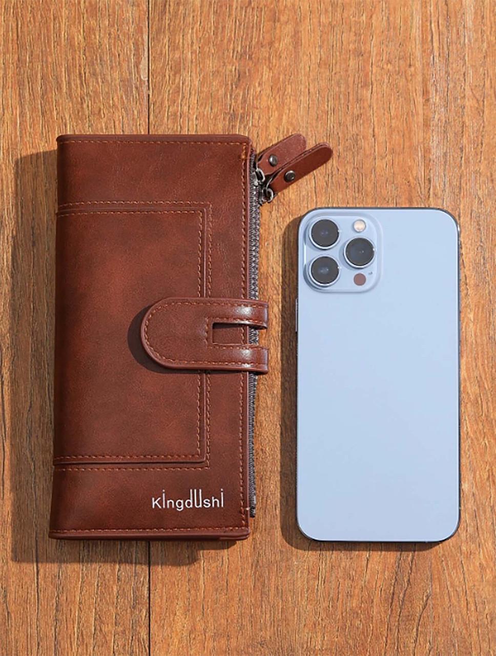 Жіночий гаманець Kingdushi з кишенею для телефону 19х10 см Коричневий - фото 5 Жіночий гаманець Kingdushi з кишенею для телефону 19х10 см Коричневий - фото 5