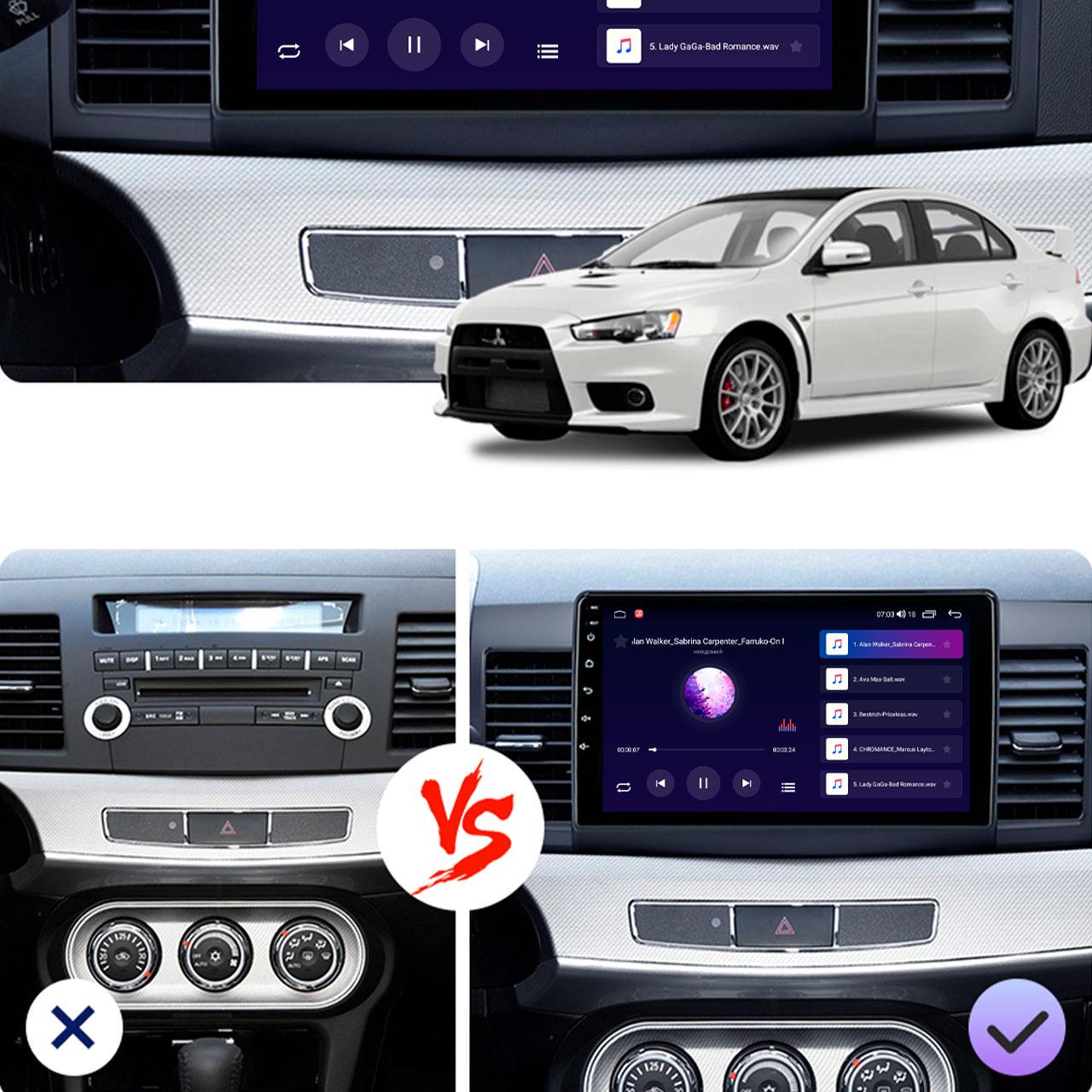 Автомагнитола штатная Lesko 4G/CarPlay/GPS/Wi-Fi для Mitsubishi Lancer X Рестайлинг 2 2015-2017 2/32Gb 10" (1737295140) - фото 2