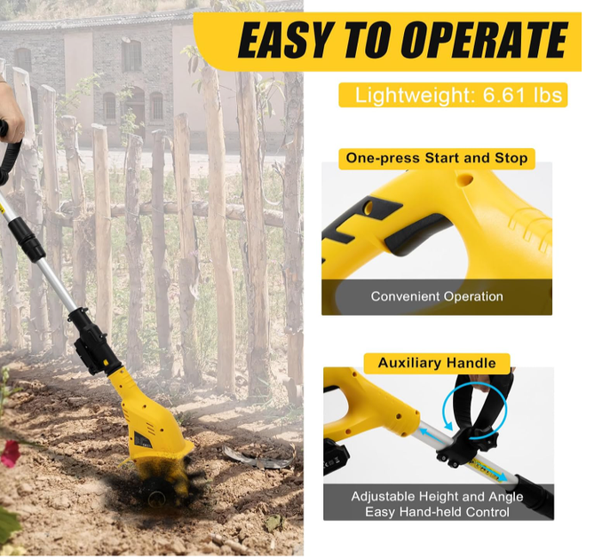 Культиватор акумуляторний ручний з 2 АКБ 48В (30318065) - фото 2 Культиватор акумуляторний ручний з 2 АКБ 48В (30318065) - фото 2