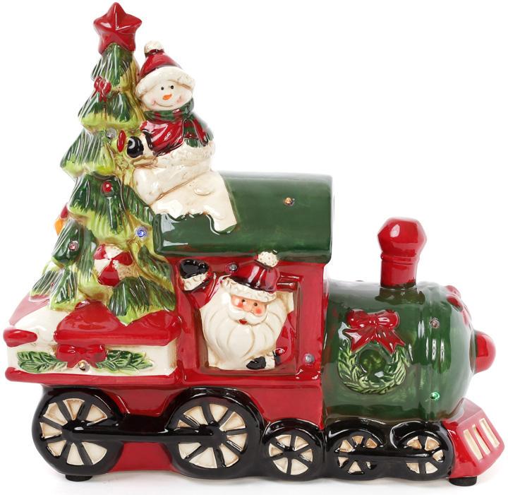 Новогодняя музыкальная статуэтка Паровозик Санты 28х11,1х26 см