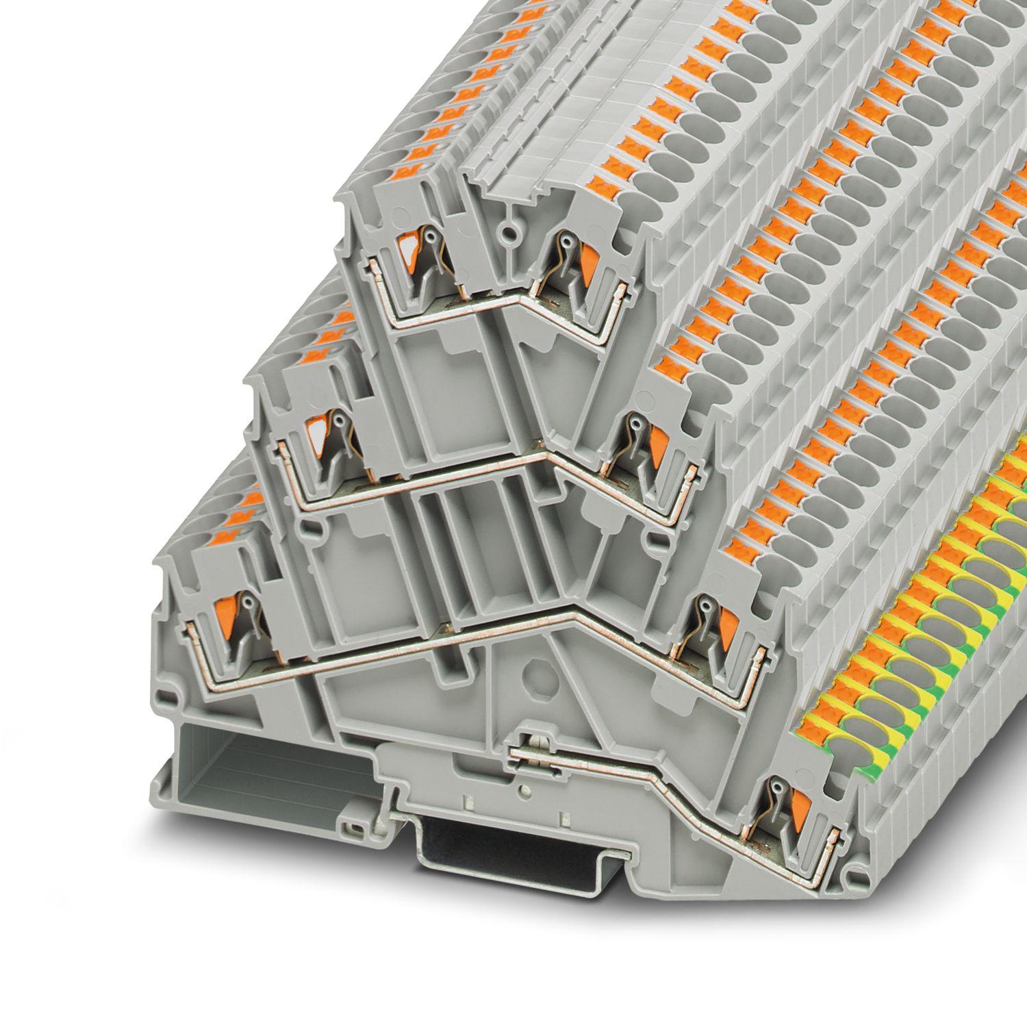 Клемник багаторівневий Phoenix Contact PT 4-PE/3L 800В 26А Push-in 0,2-6 мм² Сірий (3210442)