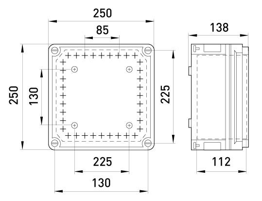 Розподільча коробка E.NEXT Z3 W зовнішня 11 герметичних вводів IP55 ПВХ 250х250х138 мм (9301-000) - фото 2