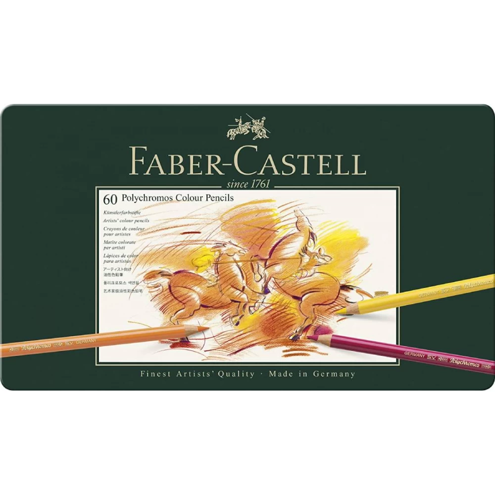 Набір кольорових олівців Faber-Castell Polychromos металевий пенал 60 кольорів (110060) Набір кольорових олівців Faber-Castell Polychromos металевий пенал 60 кольорів (110060)