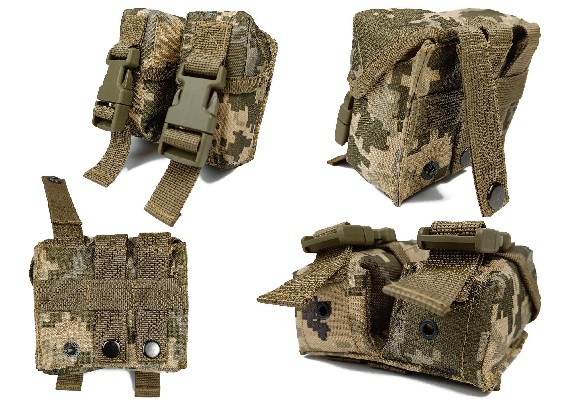 Подсумок двойной для гранат MOLLE PA m4 12х12х6 см Пиксель ММ14 (РПС EFPAPX25) - фото 3