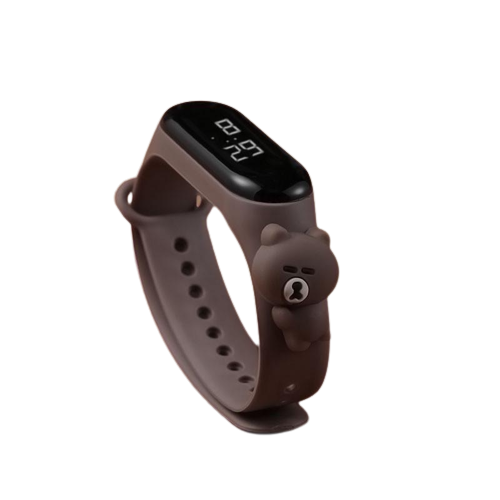 Часы электронные детские сенсорные с 3D браслетом Медведь водонепроницаемые Коричневый (1000027)