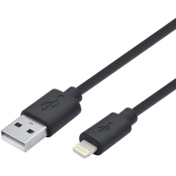 Кабель 2e USB 2.0 to Lightening Single Molding Type 1 м Black (2E-CCLPVC-1MBL)