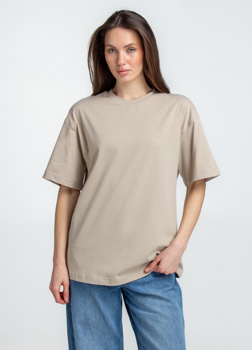 Футболка жіноча Giulia T/SHIRT BASIC 4824/010 з бавовни oversize S Beige/linen (36086272) Футболка жіноча Giulia T/SHIRT BASIC 4824/010 з бавовни oversize S Beige/linen (36086272)