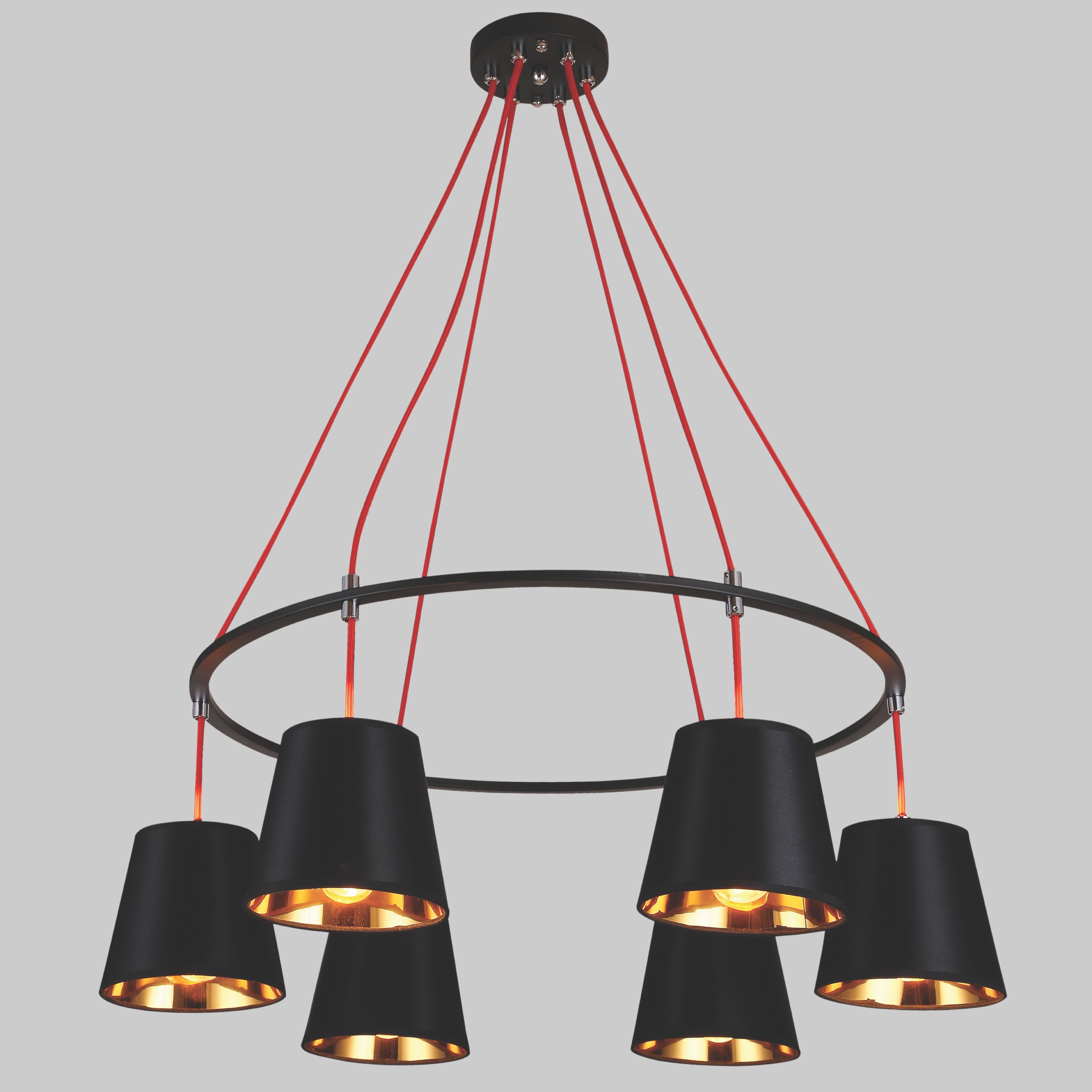 Люстра на 6 плафонов Черно-золотой (68-V32041-6 BK-GD)