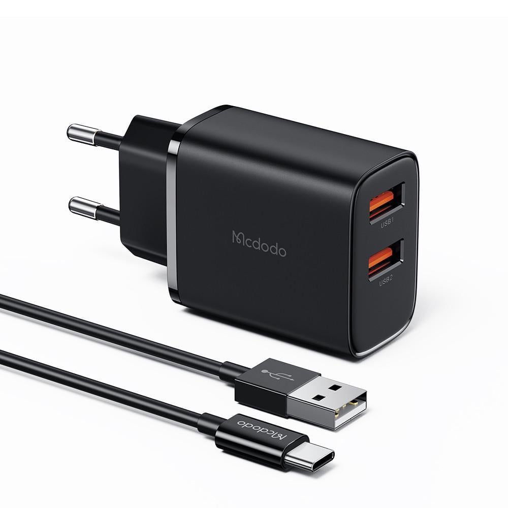 Зарядное устройство на 2 порта Mcdodo 12W 2A Charger кабель Type-C 1 м Black (CH-5072) Зарядное устройство на 2 порта Mcdodo 12W 2A Charger кабель Type-C 1 м Black (CH-5072)