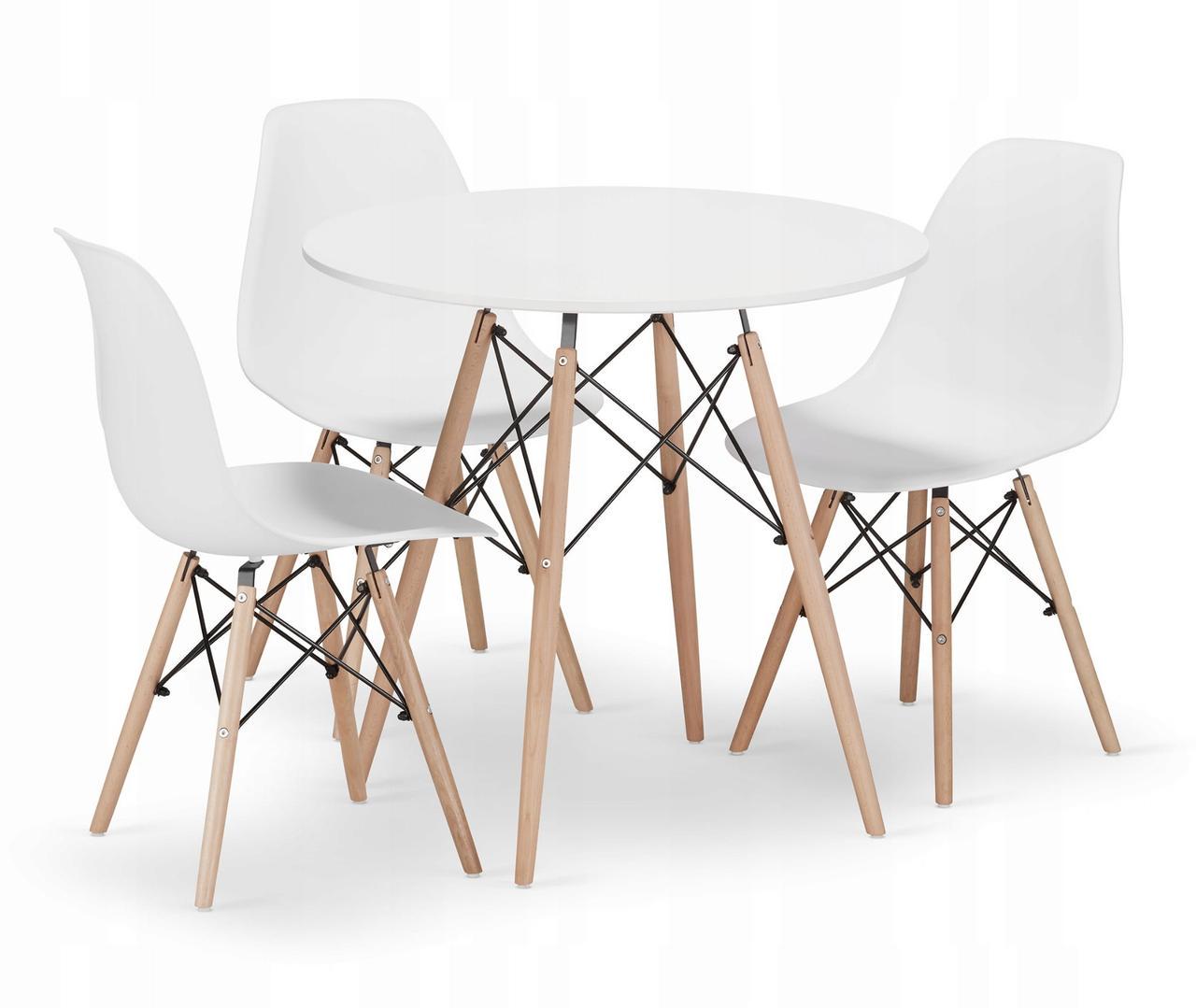 Обеденный стол со стульями JUMI Scandinavian-3 Белый (2737665049)