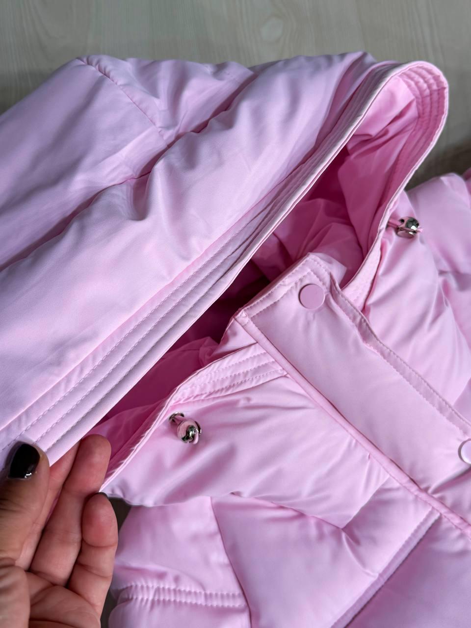 Куртка женская HAIZIYUAN 8589 средней длины с капюшоном XL Розовый (4803) - фото 6