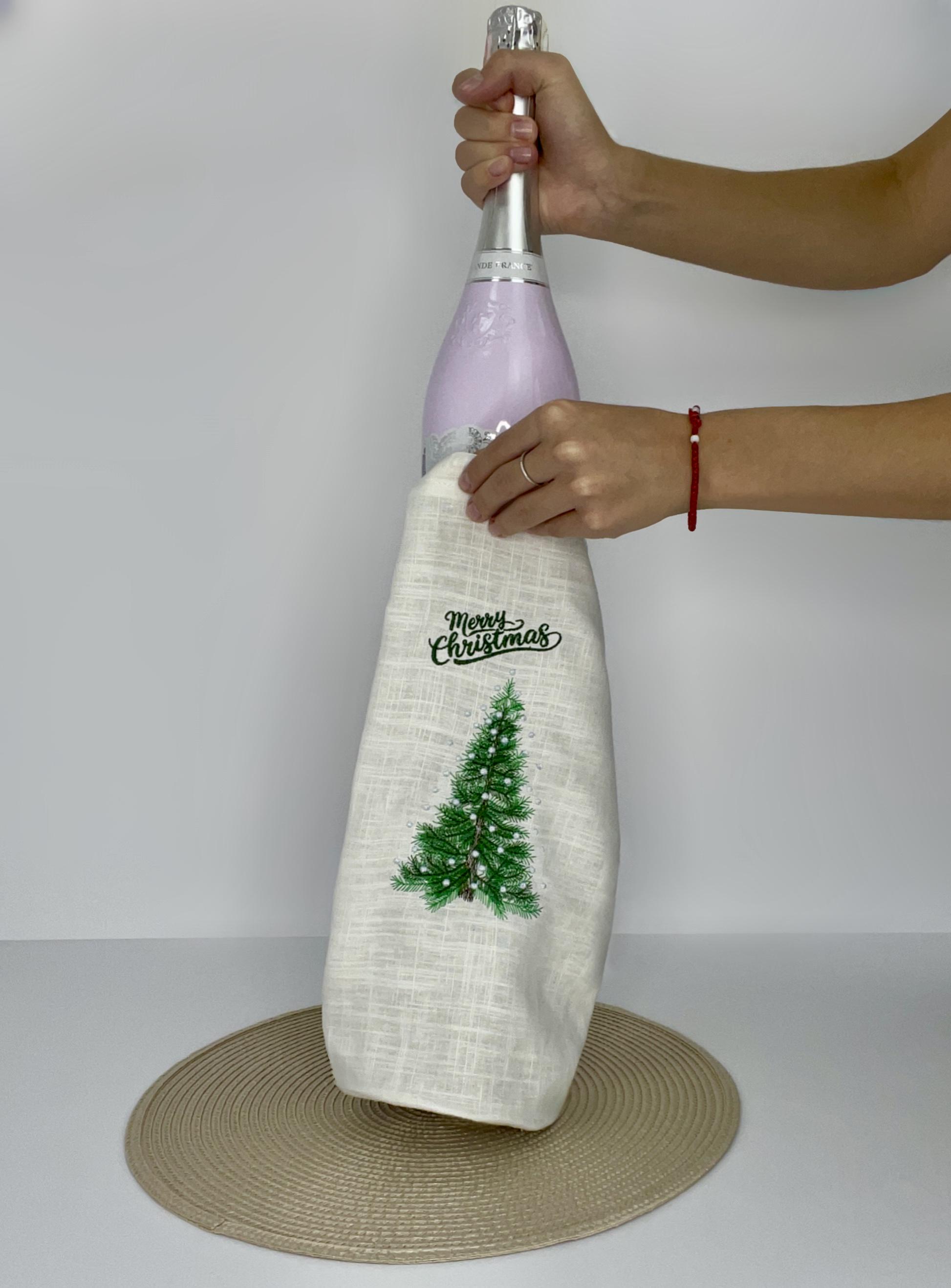 Мешочек для шампанского с вышивкой Новогодняя елка (30075720) - фото 4 Мешочек для шампанского с вышивкой Новогодняя елка (30075720) - фото 4