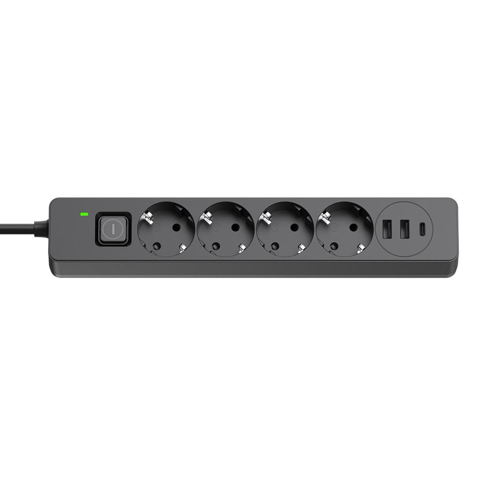 Удлинитель-фильтр сетевой СolorWay 4 розетки/2USB-A/1 TYPE-C 24W 5 м Black (CW-CHE435PDB) - фото 6