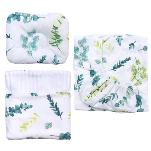 Набор в детскую кроватку RoyalBaby №32 Эвкалипт с пледом плюш 3в1 Белый (143036)