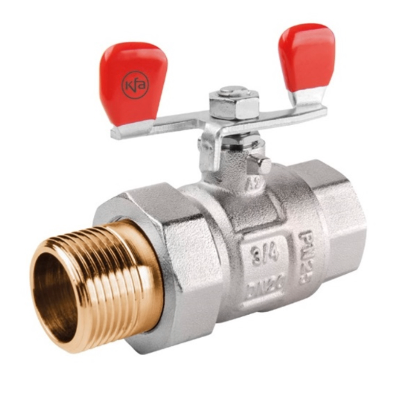 Кран Американка KFA Armatura 1/2" ВЗ прямой латунь никелированная (700-221-15)