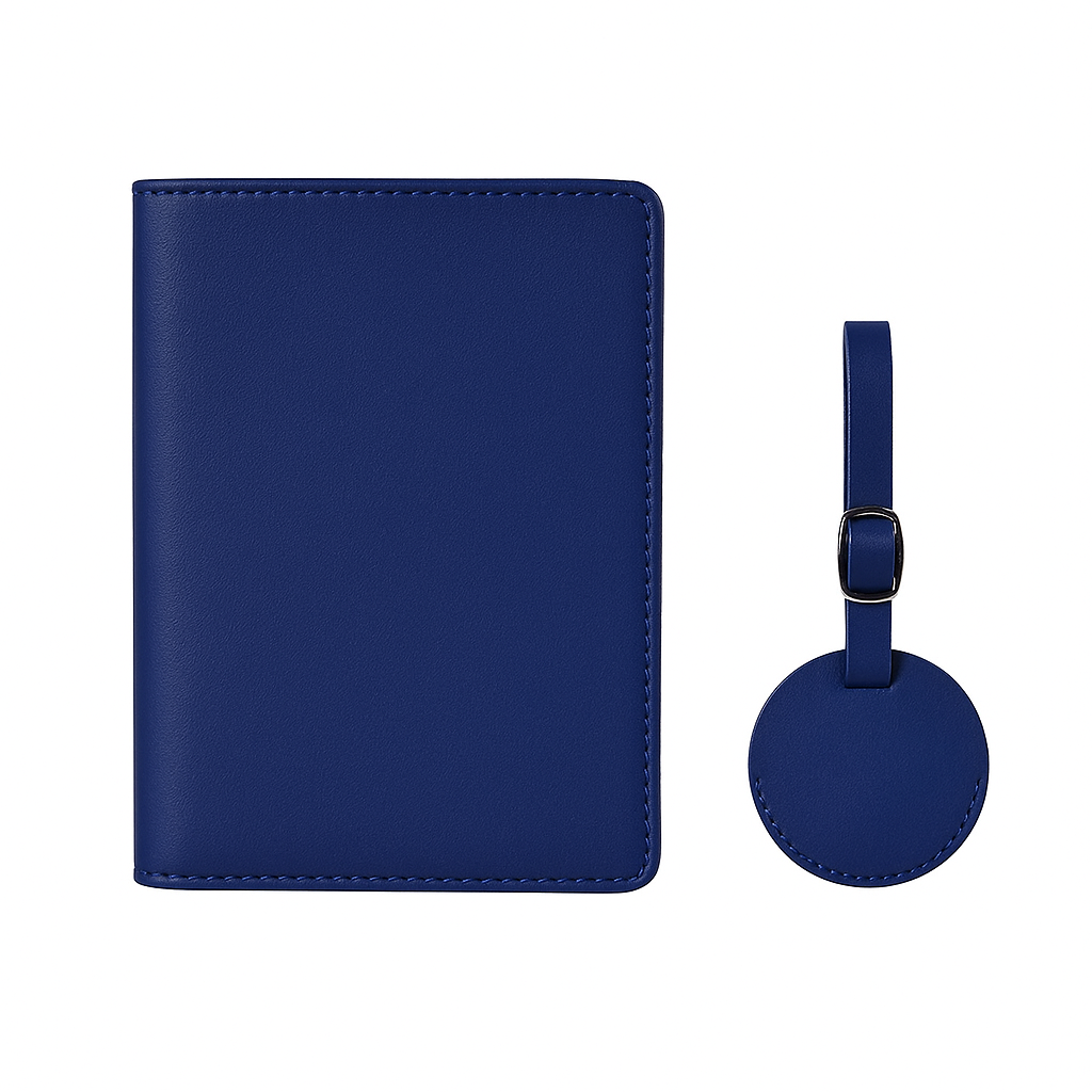 Набір аксесуарів для подорожі Stenson R32262 обкладинка на паспорт з багажною біркою 14,5х11 см Синій (03d800c8)